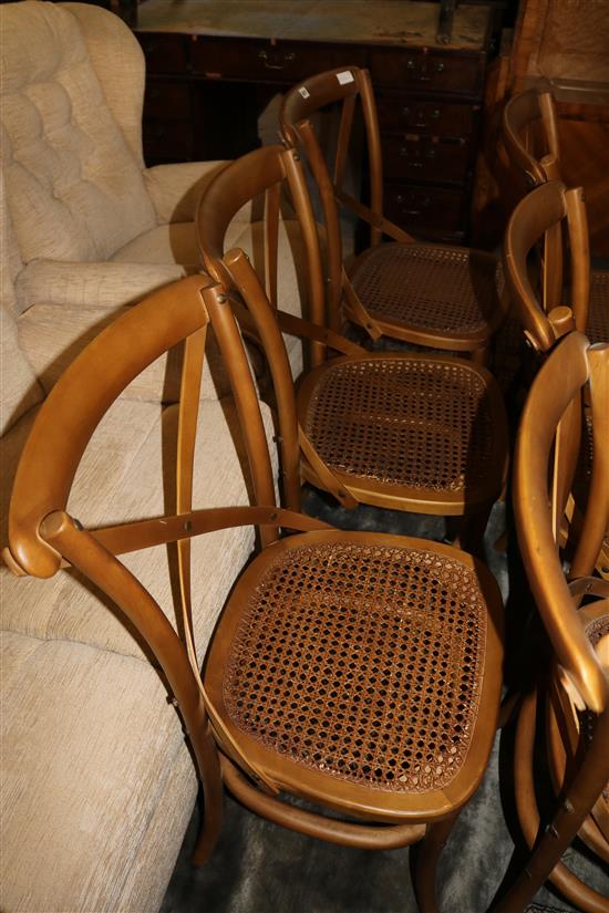 6 oak cane seated dining chairs